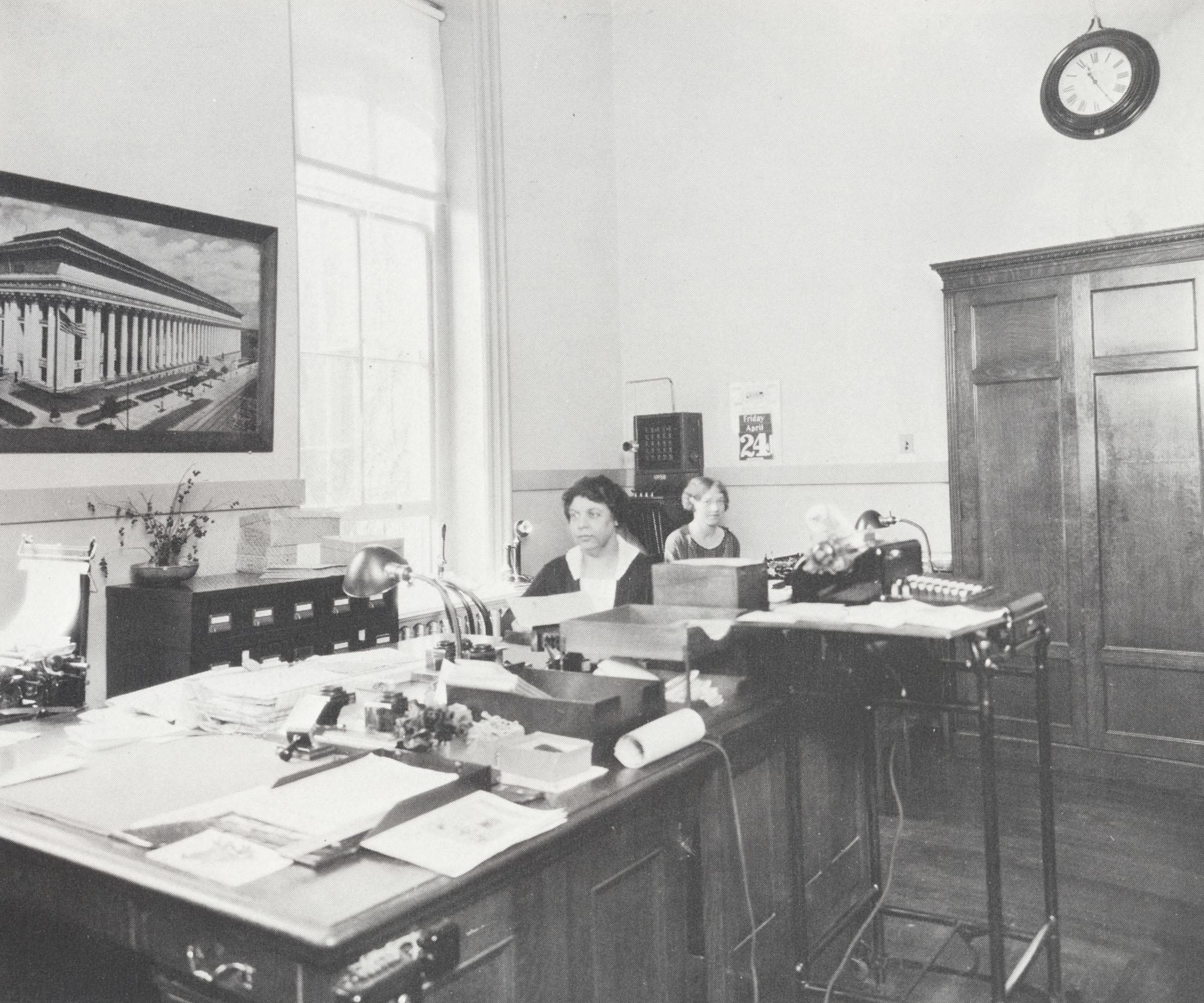 Frances Brown in school office