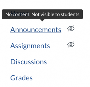 Navigable vs. non-navigable course menu items