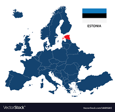 Map of europe with highlighted estonia Royalty Free Vector