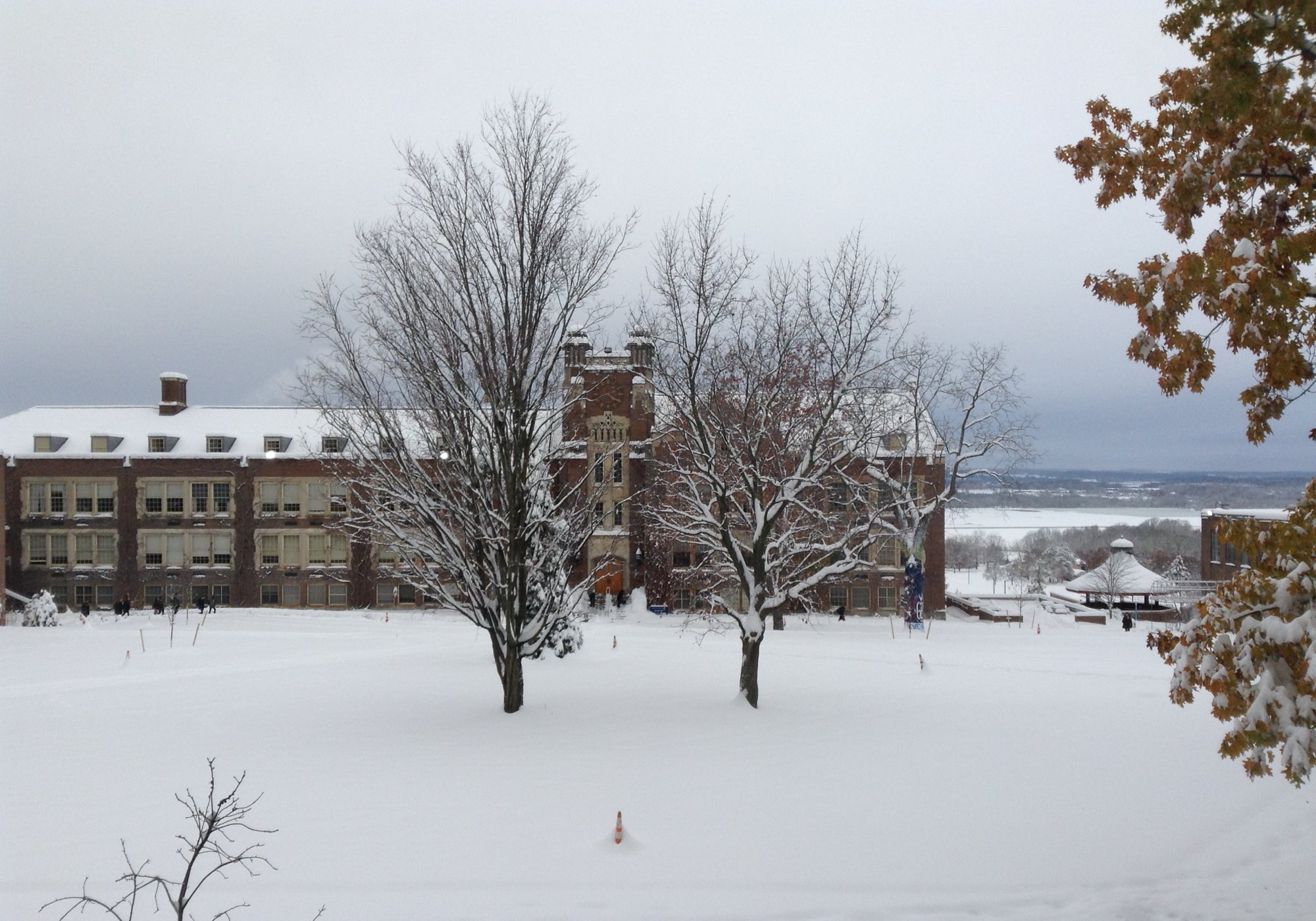 SUNY Geneseo's Sturges quad, after a snowstorm. 